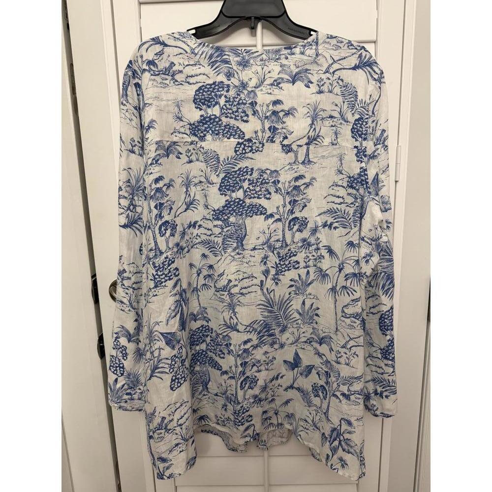 Nicole Miller 100% linen button up blouse size 2X - Picture 6 of 7